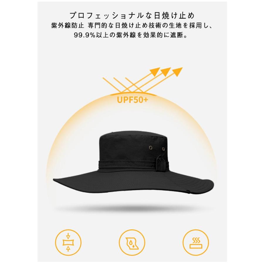 通気性 つば広帽子 撥水 日焼け防止 レディース サファリハット 日よけ