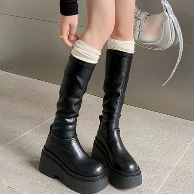 ブーツ レディース 厚底 7cm ロングブーツ ミドルブーツ ロング丈