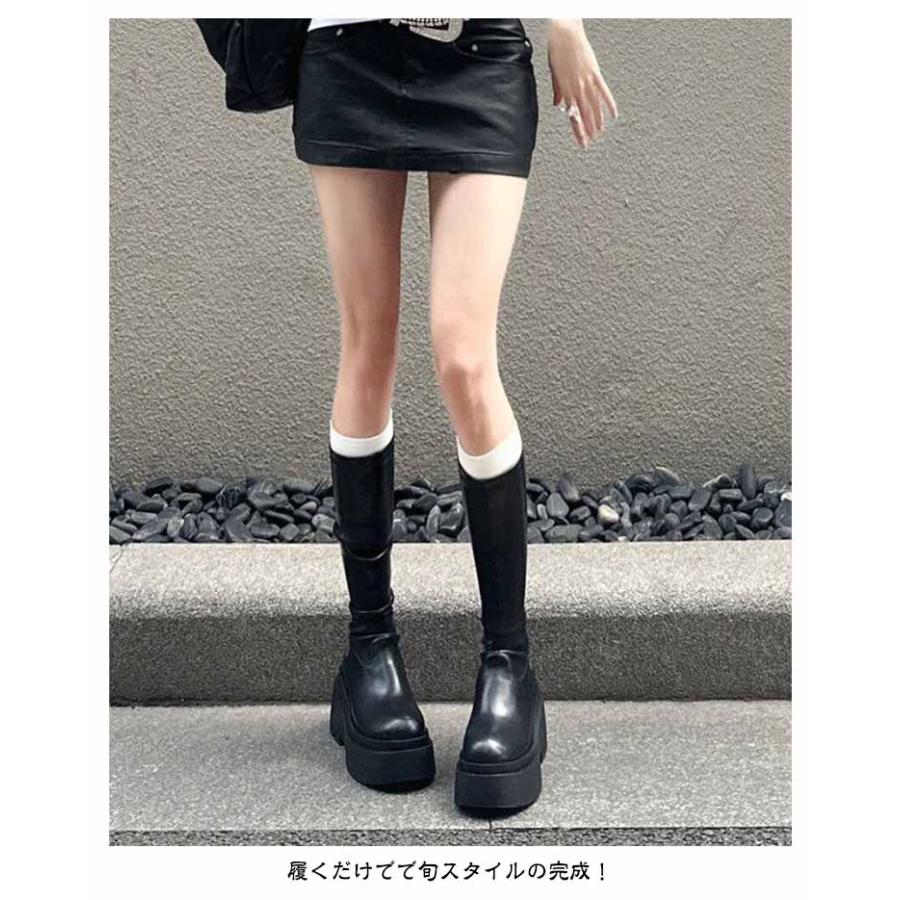 ブーツ レディース 厚底 7cm ロングブーツ ミドルブーツ ロング丈