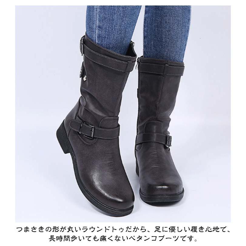 送料無料 エンジニアブーツ レディース ベルト ショートブーツ 防滑