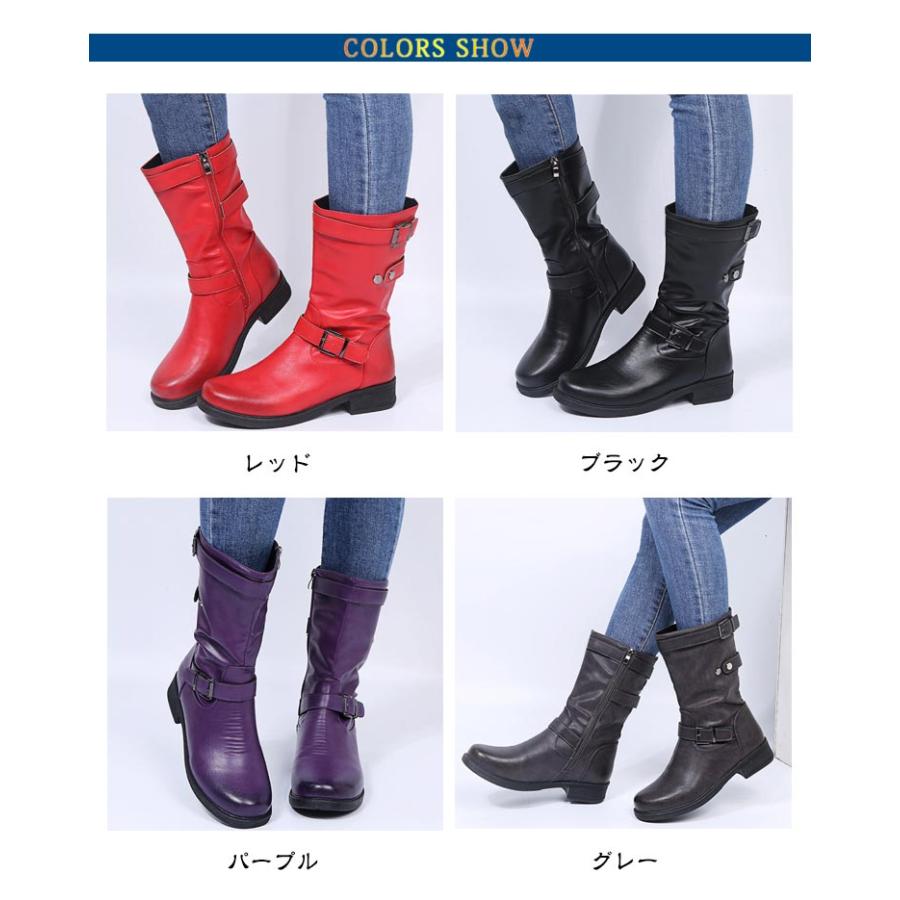 送料無料 エンジニアブーツ レディース ベルト ショートブーツ 防滑