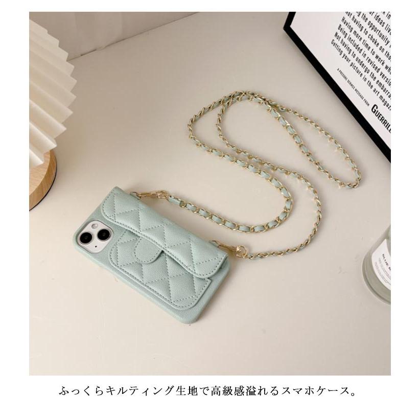 iPhoneケース キルティング スマホケース 斜めがけ ショルダー