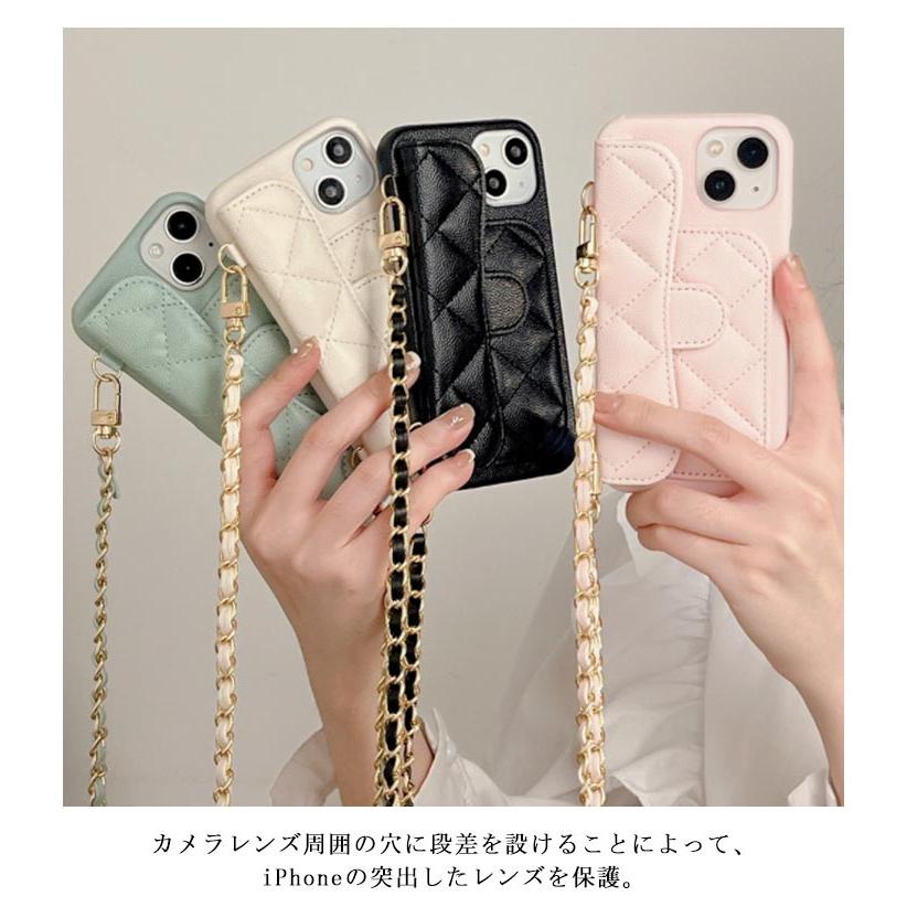 iPhoneケース キルティング スマホケース 斜めがけ ショルダー