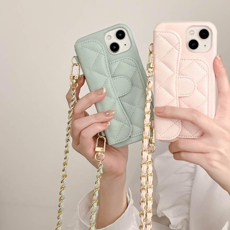 iPhone 13 Pro MAXキルティングケース　ショルダーホルダー付き iPhoneケース キルティング スマホケース 斜めがけ ショルダー