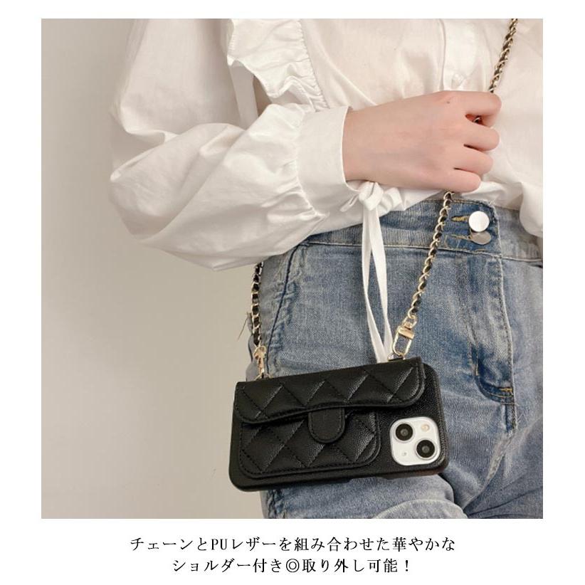 iPhoneケース キルティング スマホケース 斜めがけ ショルダー