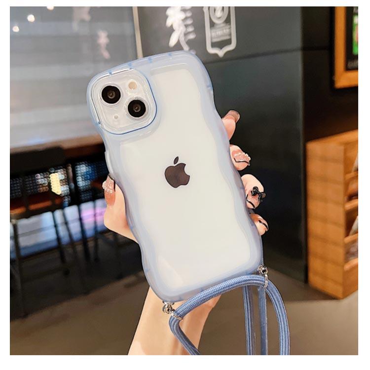 スマホショルダー ケース iPhoneケース クリア うねうね なみなみ 2個