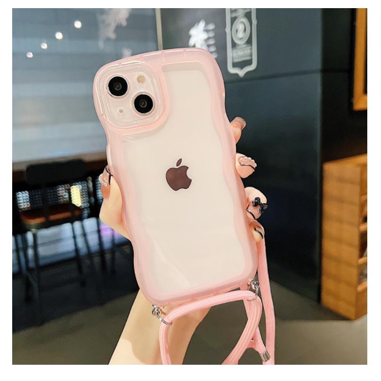 スマホショルダー ケース iPhoneケース クリア うねうね なみなみ 2個