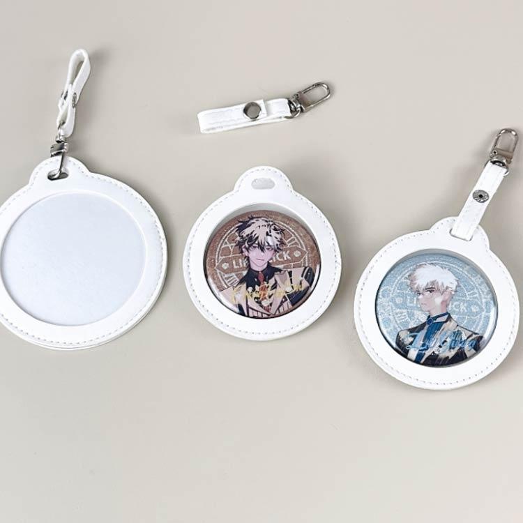 缶バッチ＆キーホルダーメーカー　58mm キーホルダー素材500個付き 2枚セット】缶バッジカバー PUレザー 58mm 75mm キーホルダー 透明