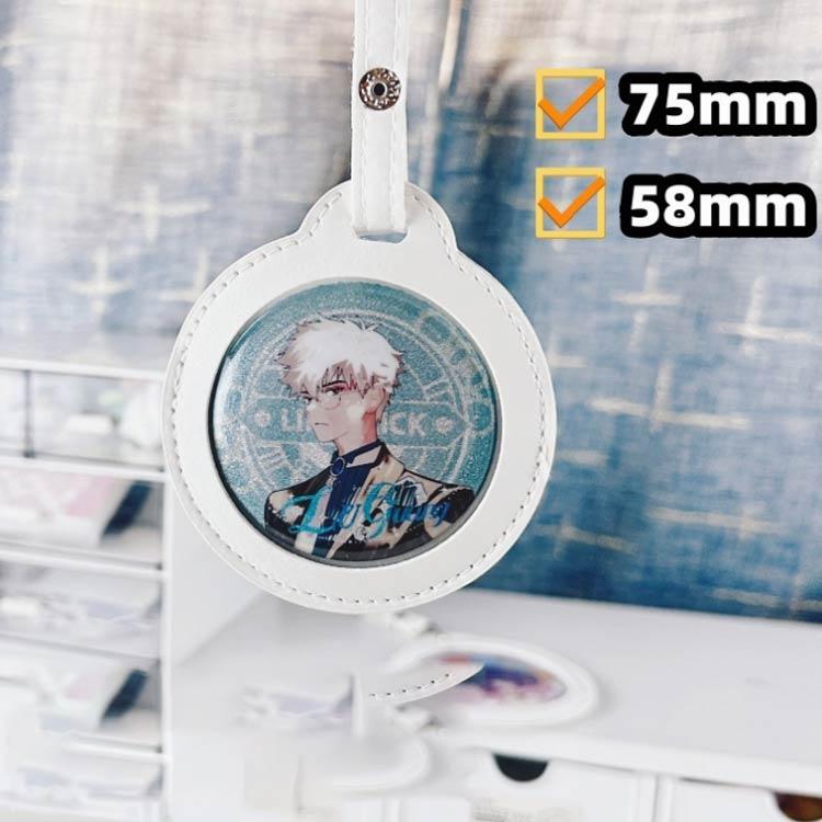 2枚セット】缶バッジカバー PUレザー 58mm 75mm キーホルダー 透明
