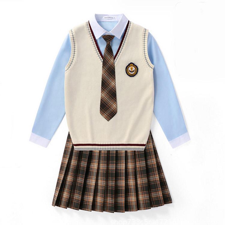 女子 制服 5点セット 女子高生 学生制服 ニットベスト 長袖シャツ