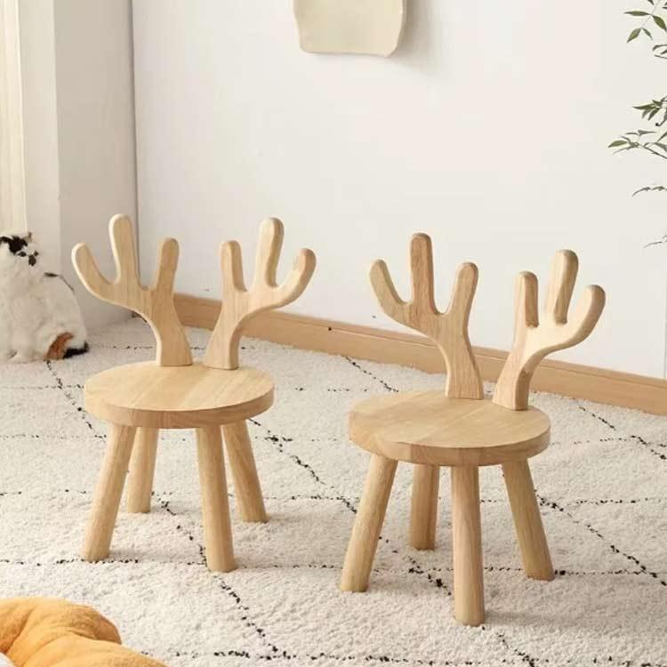 木製 キッズチェア ヘラジカ 角 耳付き 幼児 ローチェア 子供椅子