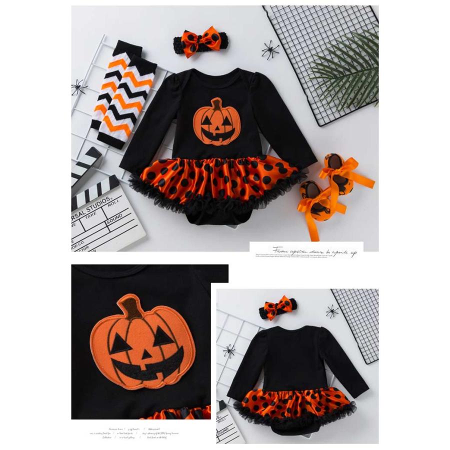 4点セット ロンパース ハロウィン コスチューム ベビー 赤ちゃん レッグウォーマ ヘアバンド シューズ コスプレ 服 衣装 ドレス  チュチュ  コ |  | 13