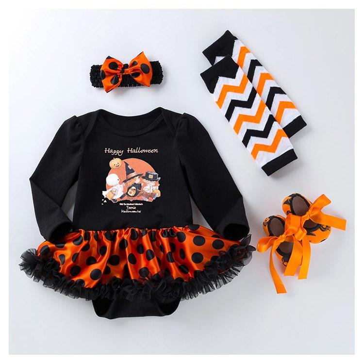 4点セット ロンパース ハロウィン コスチューム ベビー 赤ちゃん レッグウォーマ ヘアバンド シューズ コスプレ 服 衣装 ドレス  チュチュ  コ |  | 18