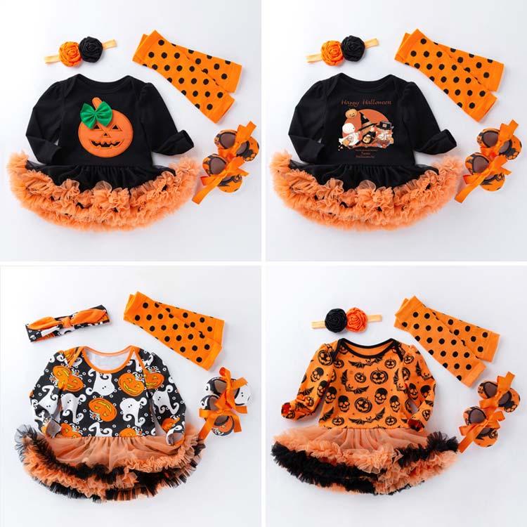 4点セット ロンパース ハロウィン コスチューム ベビー 赤ちゃん レッグウォーマ ヘアバンド シューズ コスプレ 服 衣装 ドレス  チュチュ  コ |  | 02