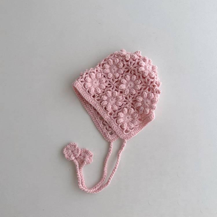 透け編み 帽子 ボンネット 韓国子供服 ベビー ニットボンネット 女の子