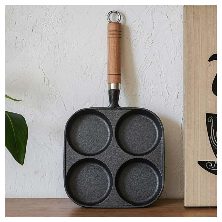 目玉焼き フライパン 4穴卵フライパン IH対応 鉄 仕切り付き IH対応