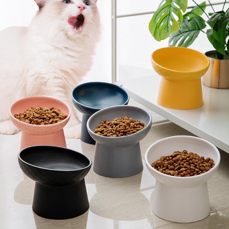 猫 食器 ひげが当たらない フードボウル 斜め ペット食器 陶器 犬 ねこ