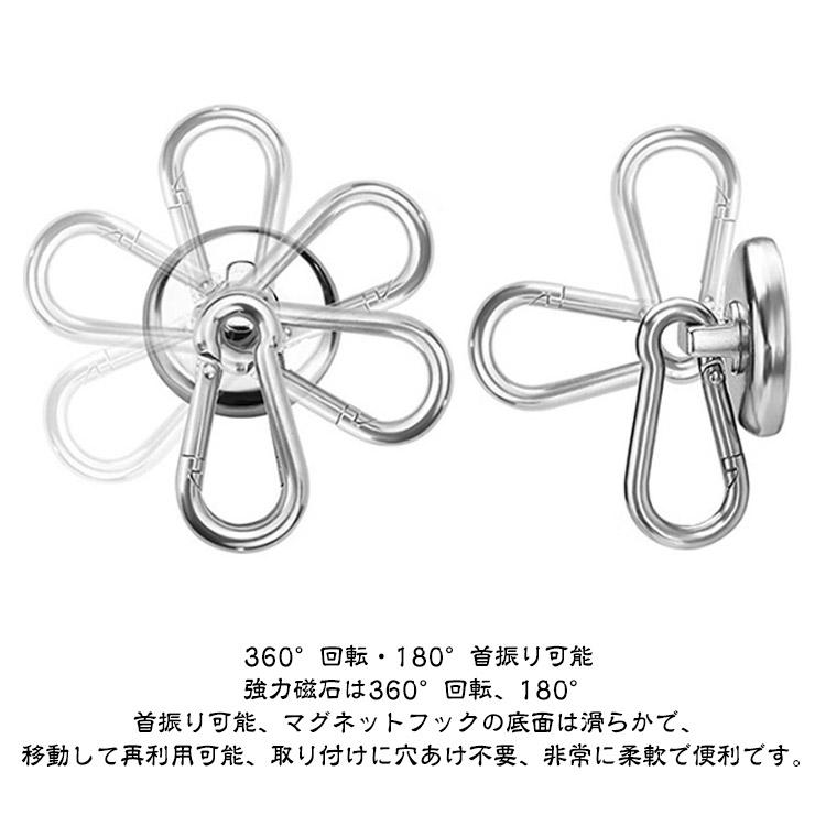 【2点セット】コミャクカラビナとおしりマグネット 10個 セット 超強力 マグネット フック カラビナ付磁石 最大垂直耐荷重