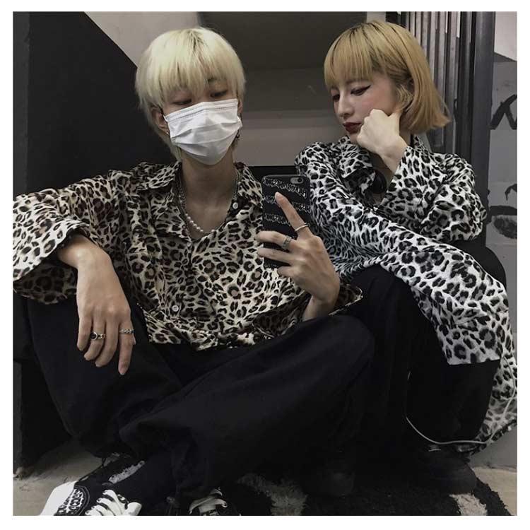 長袖シャツ ヒョウ柄 メンズ レディース カジュアル おしゃれ 春秋