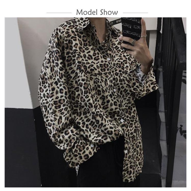 長袖シャツ ヒョウ柄 メンズ レディース カジュアル おしゃれ 春秋