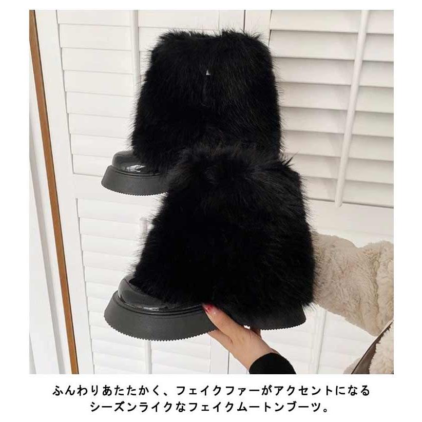 ショートブーツ レディース もこもこ ふわふわ ファーブーツ