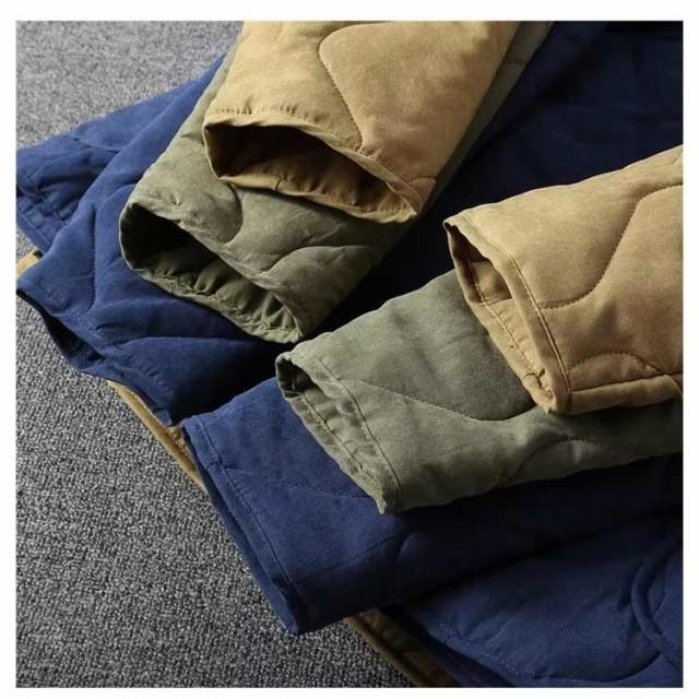 キルティングジャケット メンズ ノーカラー ジャケット 長袖 中綿