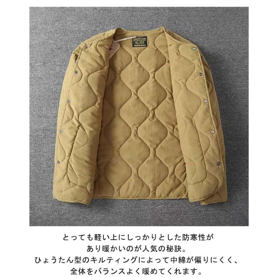 ロンハーマン　ノーカラー　キルティングジャケット キルティングジャケット メンズ ノーカラー ジャケット 長袖 中綿