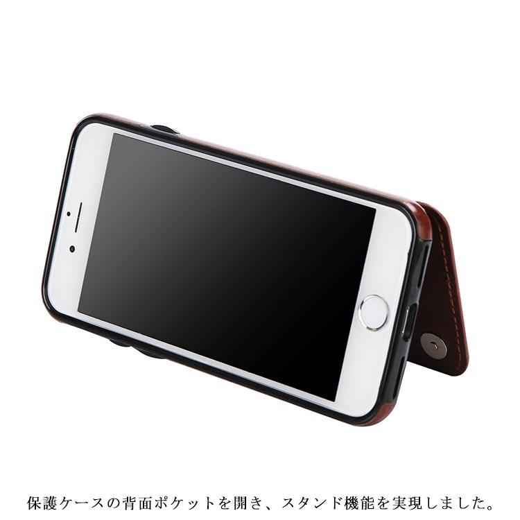 iPhone15 ケース 背面ポケット付き 写真入れ カード収納 スタンド機能
