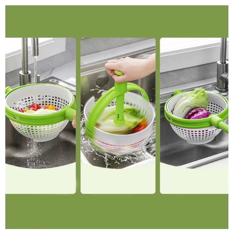野菜 水切り ボウル サラダスピナー 手動 回転式 ハンドル付き 水切り