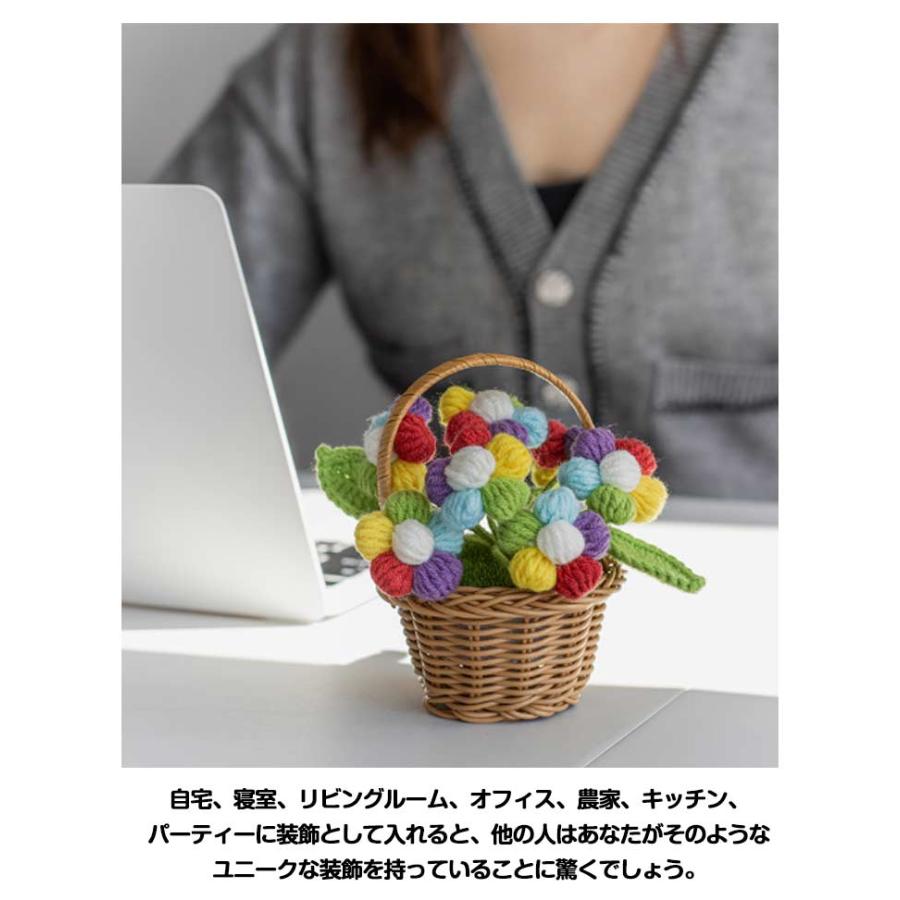 造花 かぎ針編み 小花 花束 ニット編み ひまわり ブーケ ヒナギク