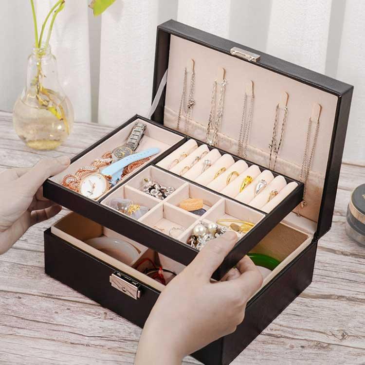 2段キャビネット　アクセサリボックス　小物収納　時計収納 Amazon.co.jp: SONGMICS 時計ケース 腕時計7本収納 2段時計保管