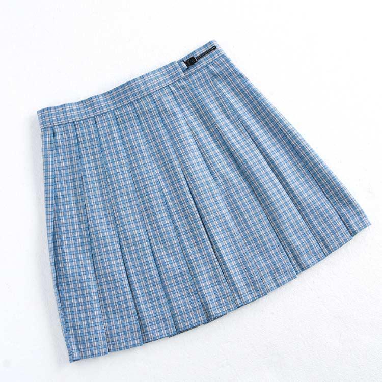 チェック 入学式 制服 プリーツスカート 水色 39 学生服 学校 大きい
