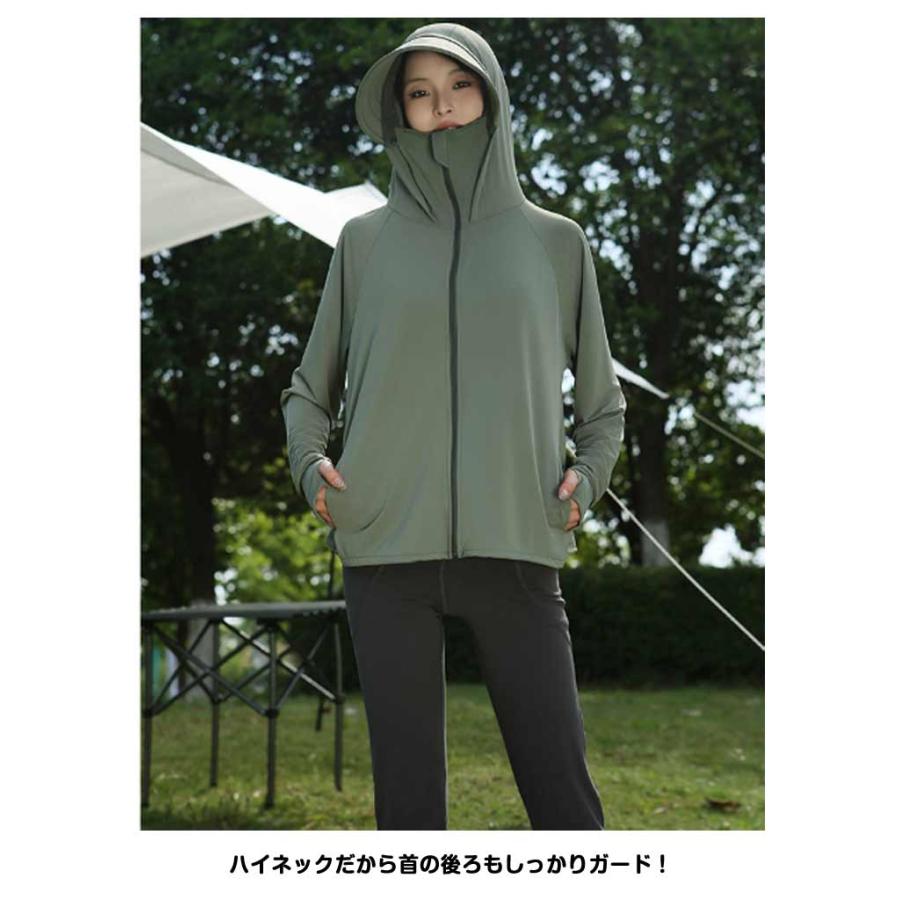 パーカー UV 薄手 ラッシュガード ひんやり 指穴 サンバイザー
