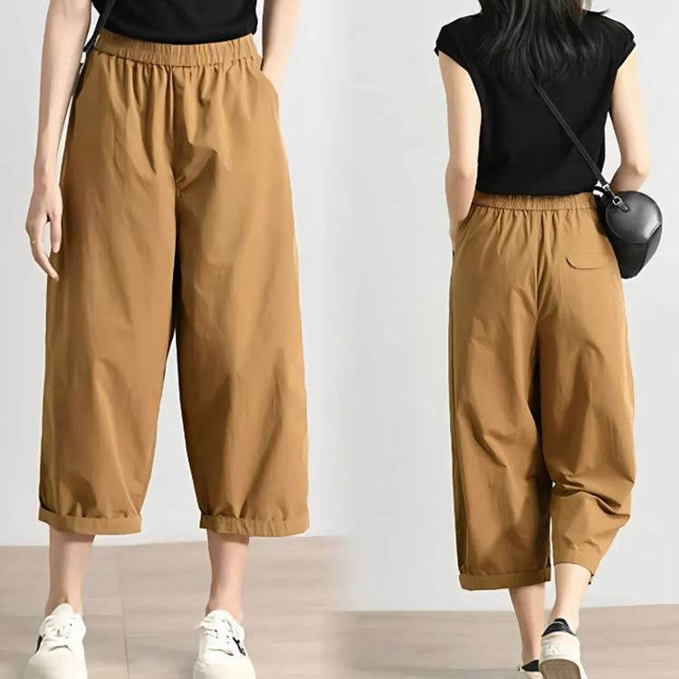 サルエルパンツ ワイドパンツ 夏 7分丈パンツ クロップドパンツ