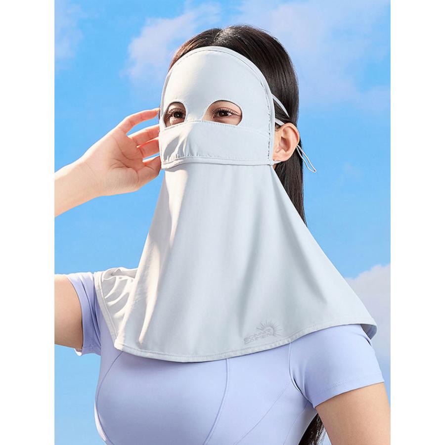 夏用 通気性 フェイスカバー 日焼け止め 目の保護 UVカット ストレッチ