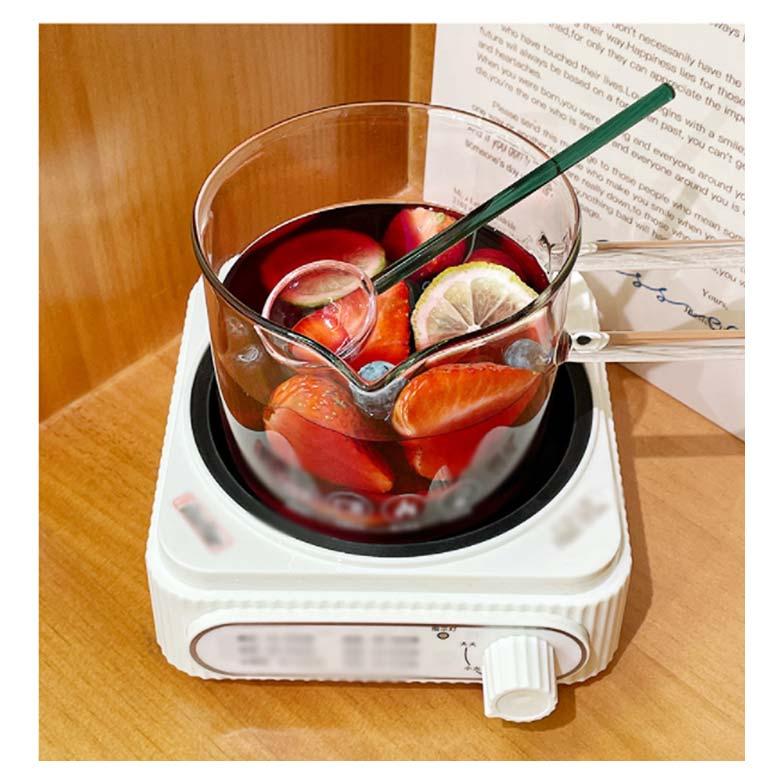 ガラス調理鍋 直火可 900ml U型 ガラスパン ミルクピッチャー 横手