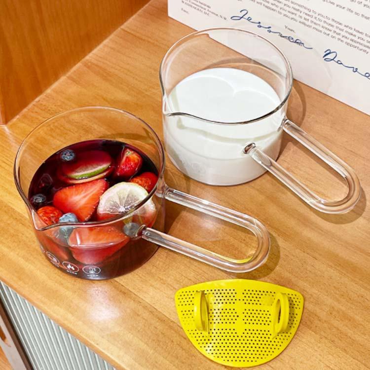 ガラス調理鍋 直火可 900ml U型 ガラスパン ミルクピッチャー 横手