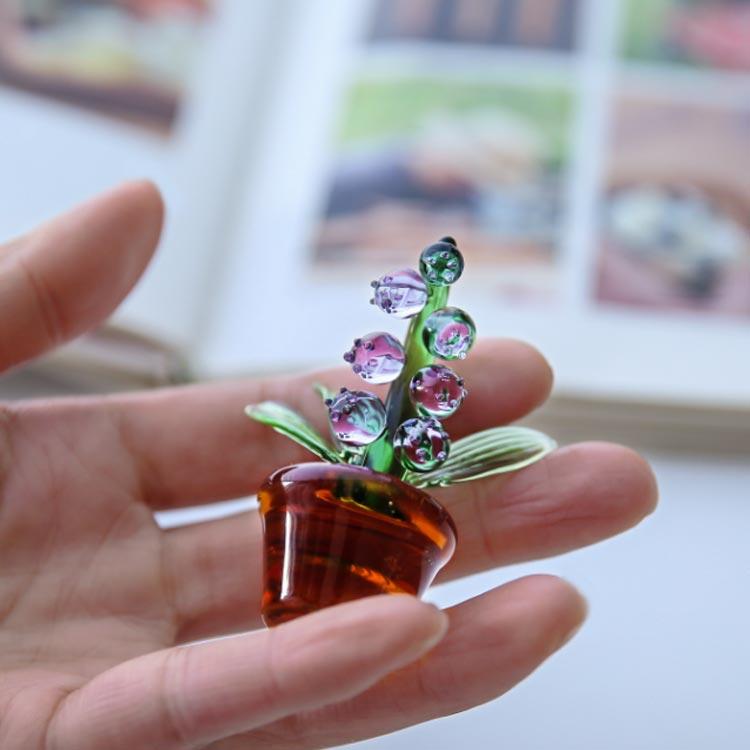 ガラス細工 風水グッズ 装飾 幸せ運ぶ ハンドメイド スズラン 置物