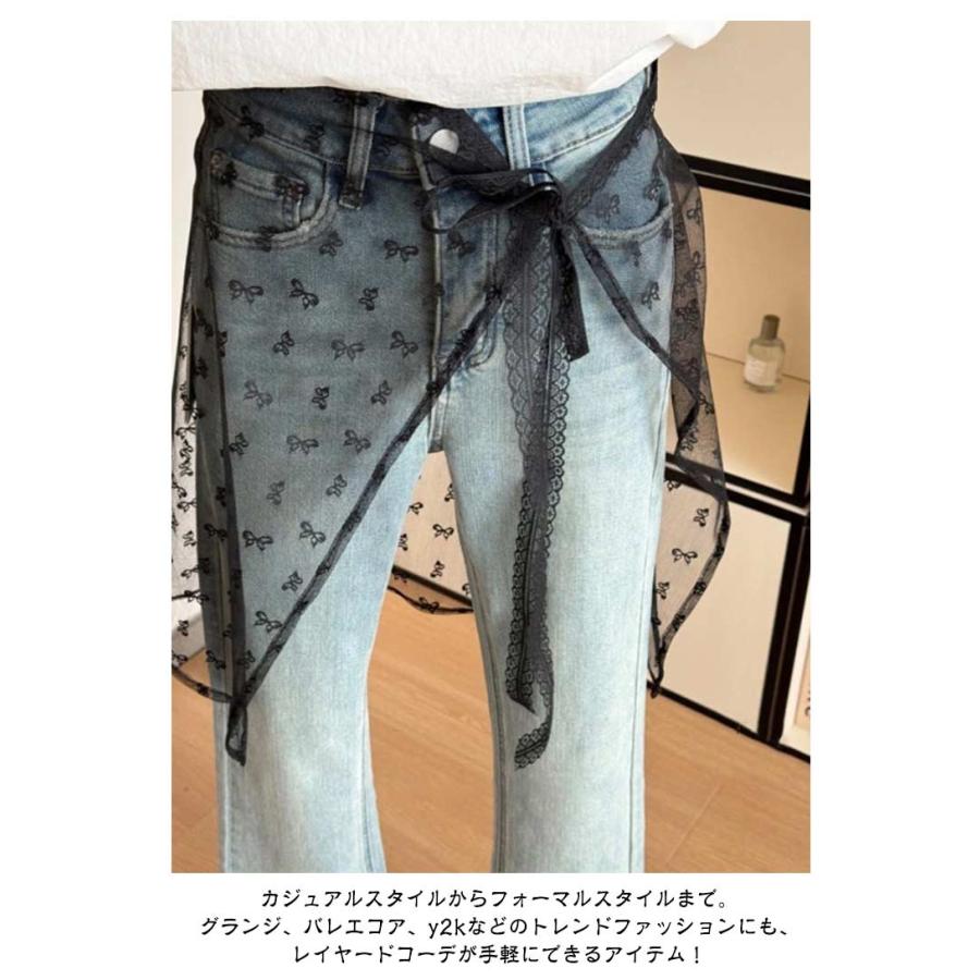 チュール 花柄 レース ラップスカート 巻きスカート レディース