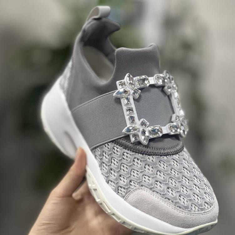 レディース ビジュー スニーカー 靴 疲れにくい 白 22 メッシュ 26cm