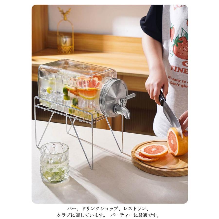 ジュース ピッチャー ドリンクサーバー 麦茶ポット ガラス 透明 方形
