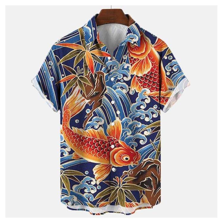 シャツ 柄シャツ メンズ 海波柄 アロハ 猫 半袖 半袖シャツ レディース