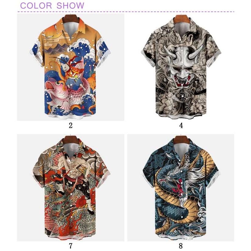 シャツ 柄シャツ メンズ 海波柄 アロハ 猫 半袖 半袖シャツ レディース