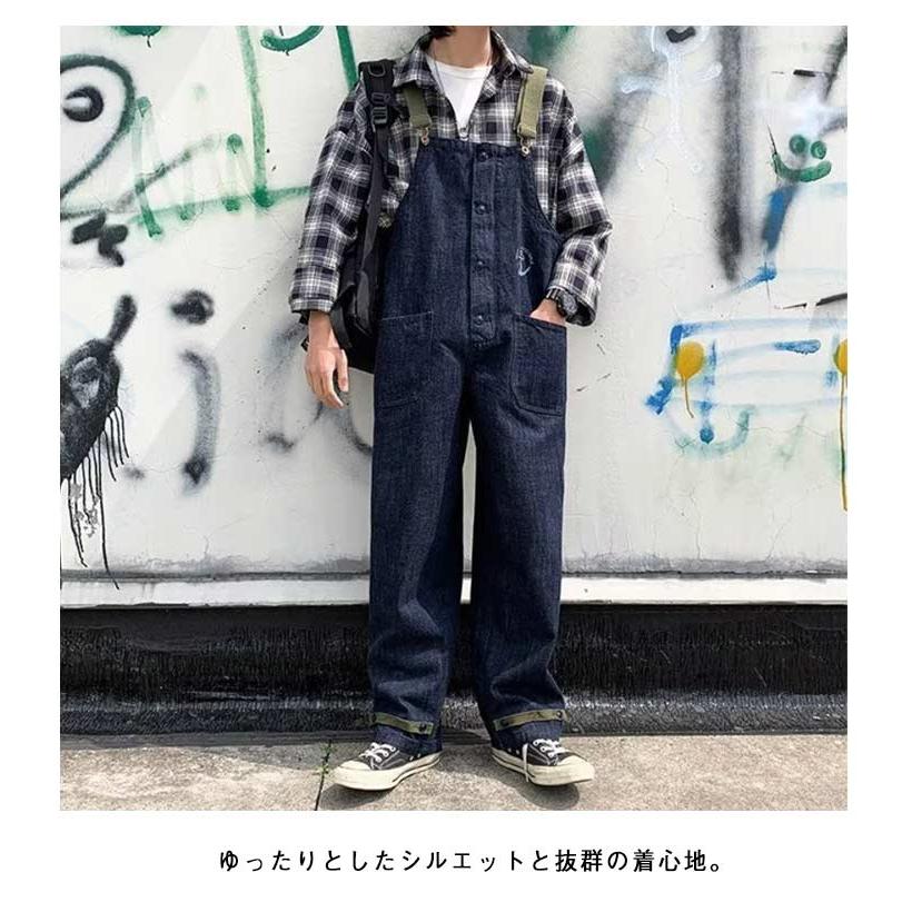 カッコイイ デニムパンツ オールシーズン メンズ ブルー サロペット