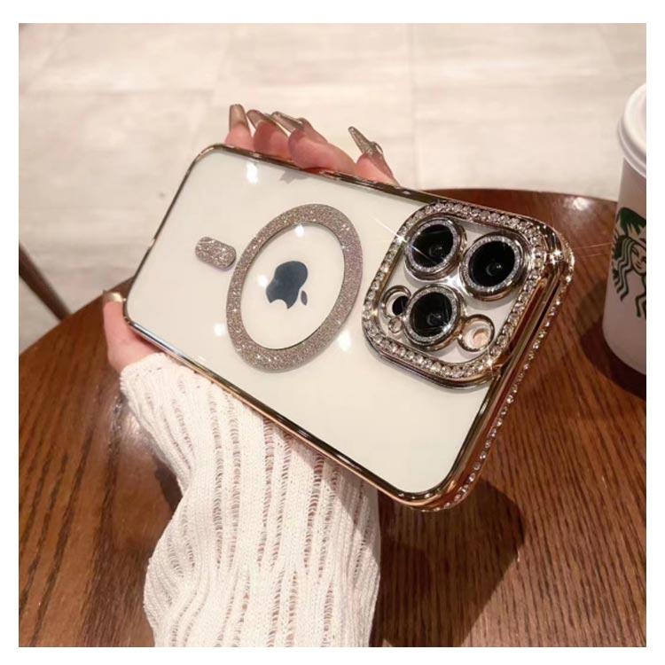 iPhone16 ケース iPhone 16pro Magsafe対応 きらきら ラインストーン