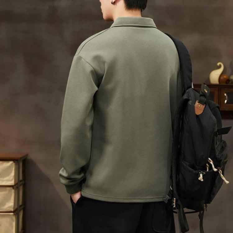 メンズ ハーフジップ 襟付き トレーナー 長袖 スウェット ポロシャツ