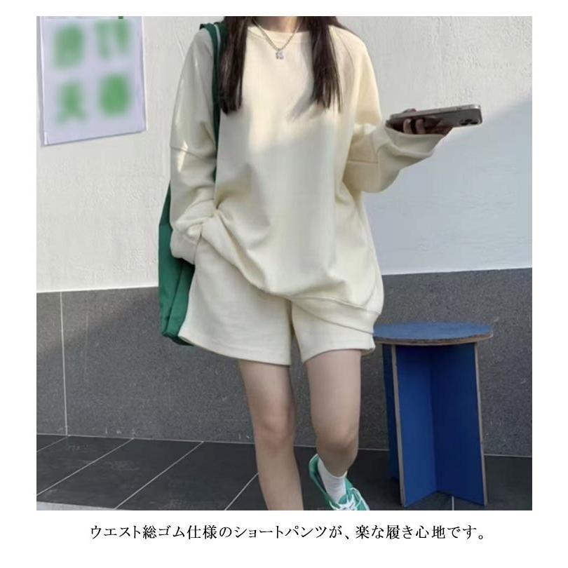セットアップ レディース スウェット トレーナー ショートパンツ 上下 