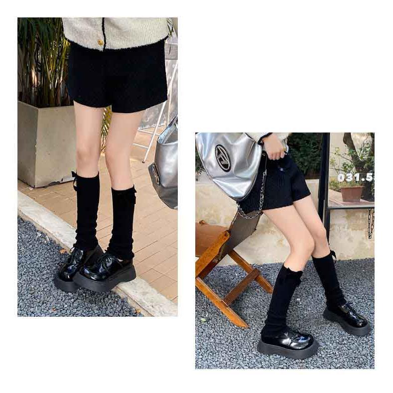 レッグウォーマー リボン付き ルーズソックス 美脚 フリル フレア Y2K