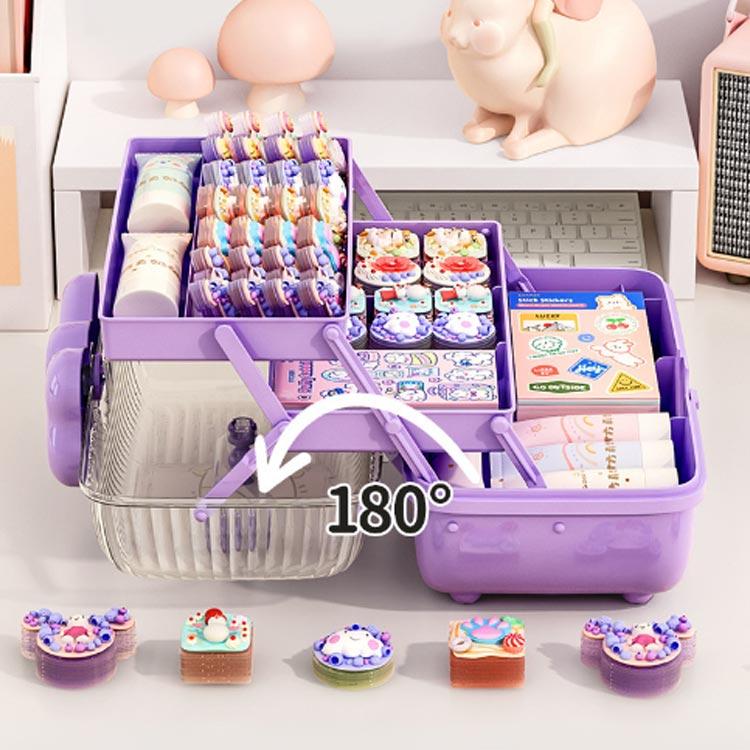 子供のヘアアクセサリー収納ボックス 女の子 3段 大容量 仕切り リボン