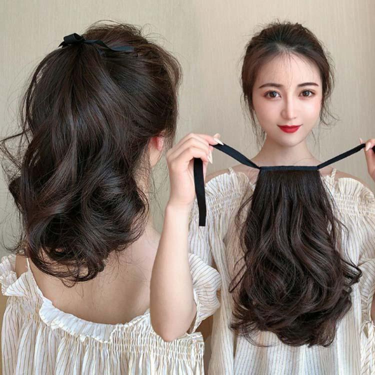 全4色 ポニーテール ウィッグ 自然 部分ウィッグ カール エクステ つけ